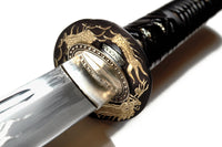 Dragon Katana with Horimono Blade and Mother-of-Pearl Saya