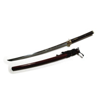 Engraved Blade Katana with Burgundy Saya
