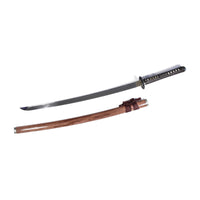 Katana with Brown Wood Saya and Silver Fittings