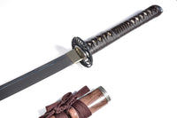 Katana with Brown Wood Saya and Silver Fittings