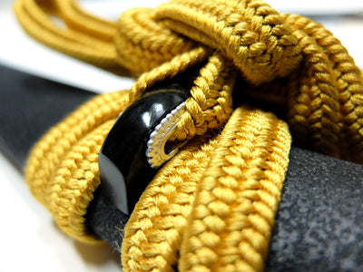 Katana with Anqitue Fittings with Black Ishime Saya (charcoal textured)